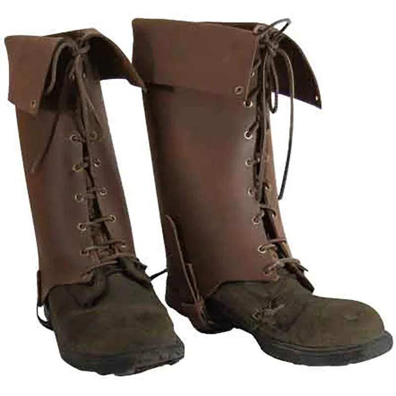 Medieval Renaissance Warrior Flip Flop Leg Guards Adjustable Lace Up Boots Shoe Covers Without Shoes Stage Costume Props