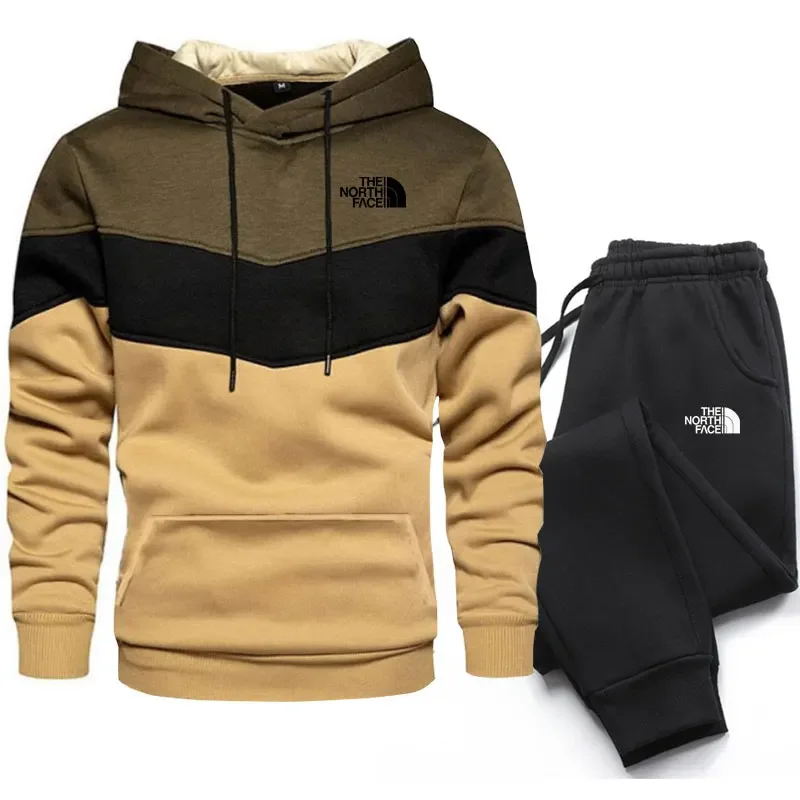 Chándal para hombre, sudaderas con capucha a rayas + pantalones de chándal, conjunto de 2 piezas, nueva moda, traje para correr informal diario de alta calidad para Otoño e Invierno