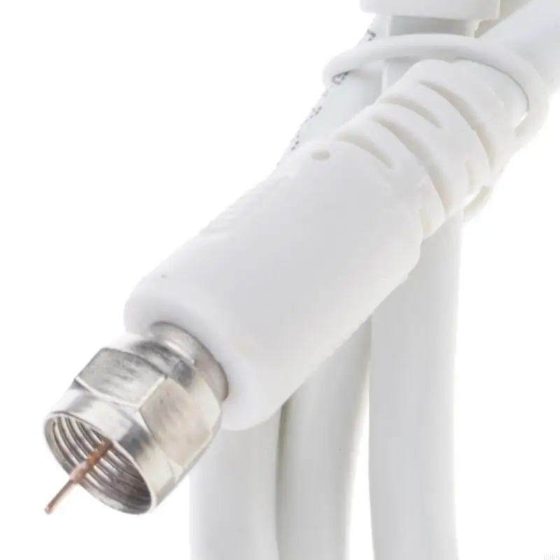White 6.6ft 9.5mm 90 Degrees Male to F type Male Coaxial TV Satellite Antenna Cable