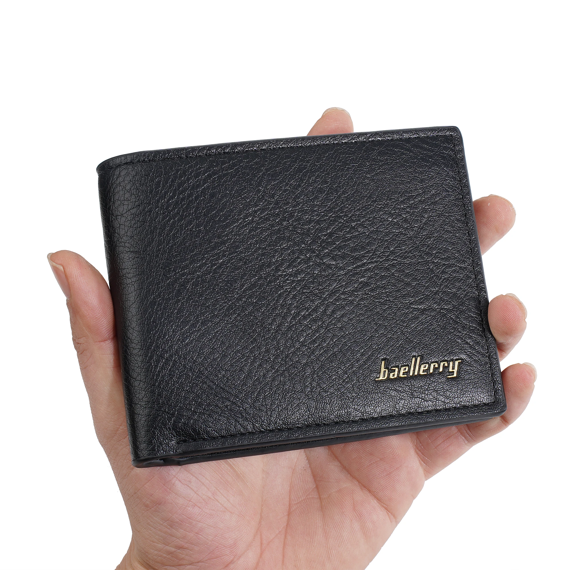 Pcs-Baellerry Portable Anti-Degaussing Wallet for Men, Ultra-Thin Pu Leather Material, with 7 Card Slots, Zippered Coin Pocket and Id Window, Simple Casual Wallet for Men