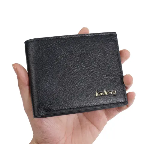 Pcs-Baellerry Portable Anti-Degaussing Wallet for Men, Ultra-Thin Pu Leather Material, with 7 Card Slots, Zippered Coin Pocket and Id Window, Simple Casual Wallet for Men