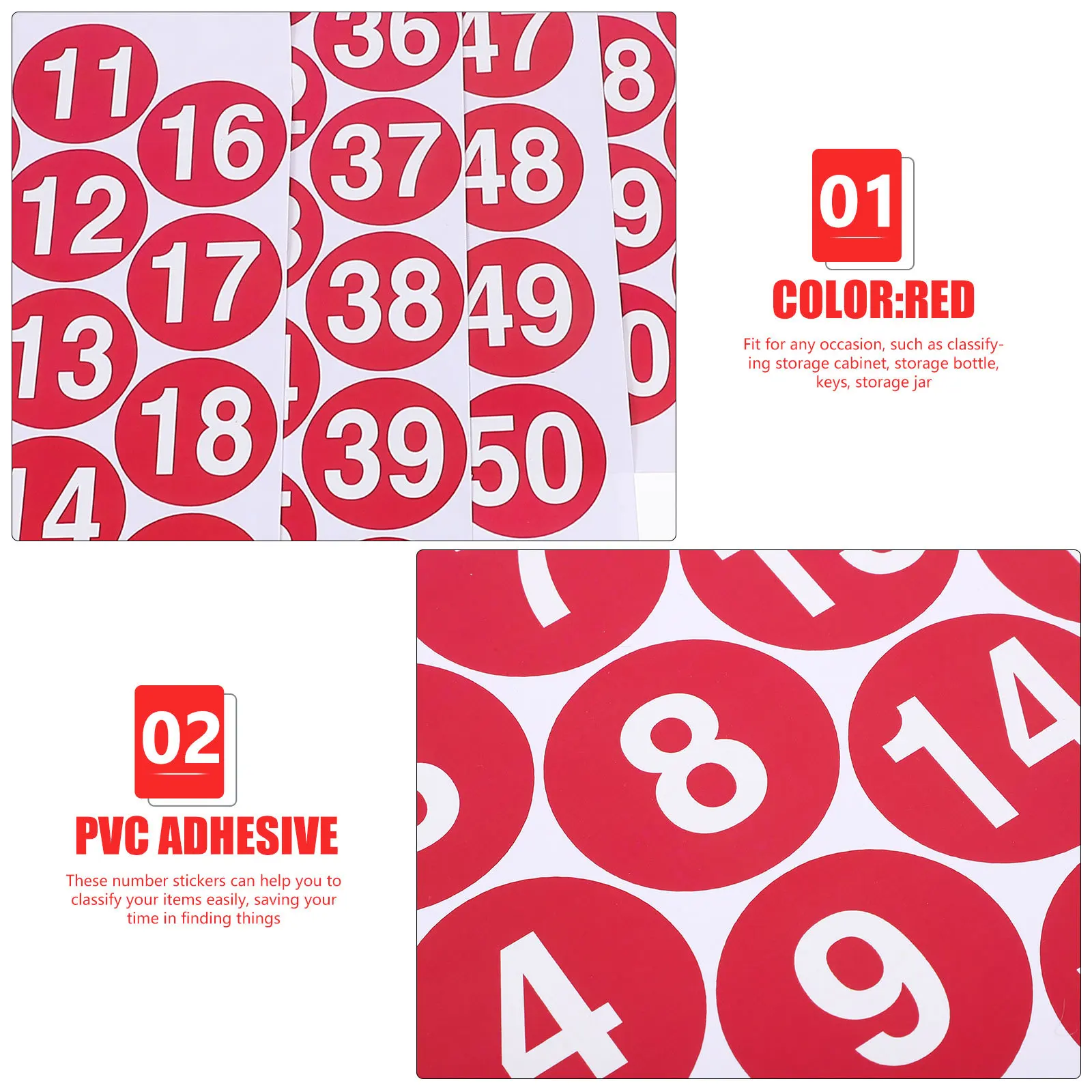 

1 set Waterproof Number Stickers Round Self-Adhesive Labels For Home Organization Clothing Size Marking Classroom Office Filing