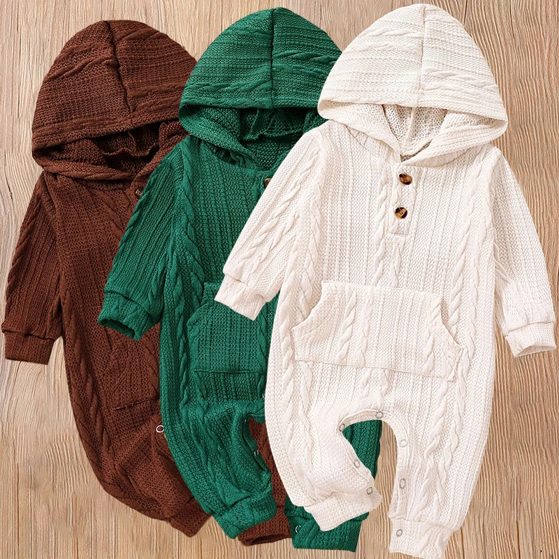 Baby Kleinkind Frühling Herbst Strickmütze Langarm Strampler Anzug für Säuglinge und Kleinkinder