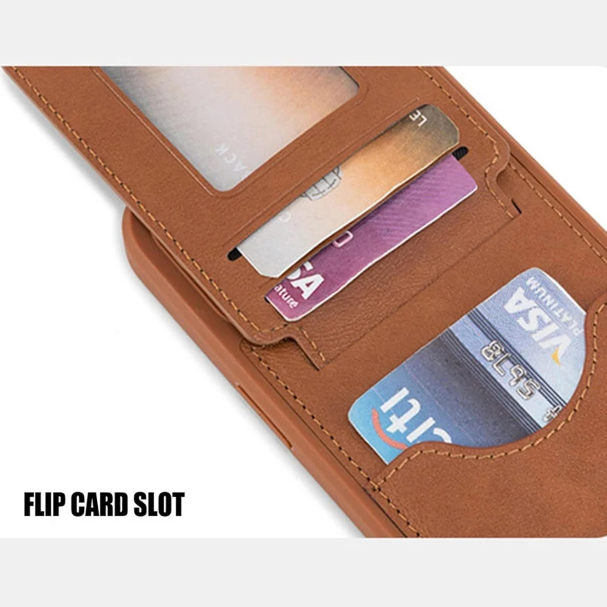 حافظة بطاقات مزدوجة قابلة للطي لهاتف آيفون 17 16 15 14 13 Pro 12 Max 16Pro حافظة هاتف محمولة 17 Pro Max غطاء صلب