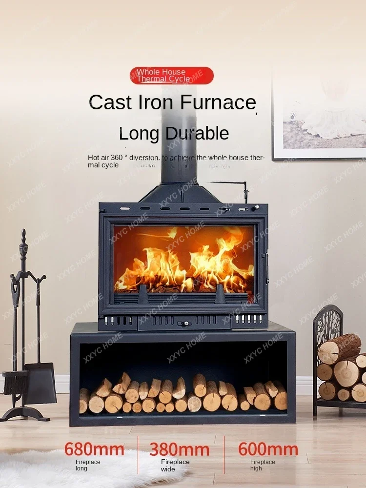 Tqh Firewood Stove Fireplace Real Fire Embedded Home B & B Cast Iron Firewood Burning Fire Fireplace Heating