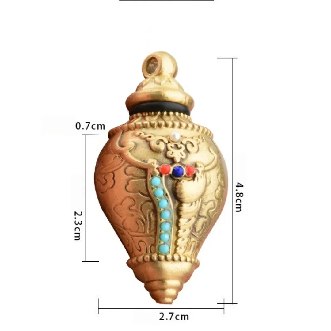 Handmade Tibetan Buddhism Brass Gilded Conch Gau Pendant Necklace Religious Prayer Box Relic Holder Jewelry Gift