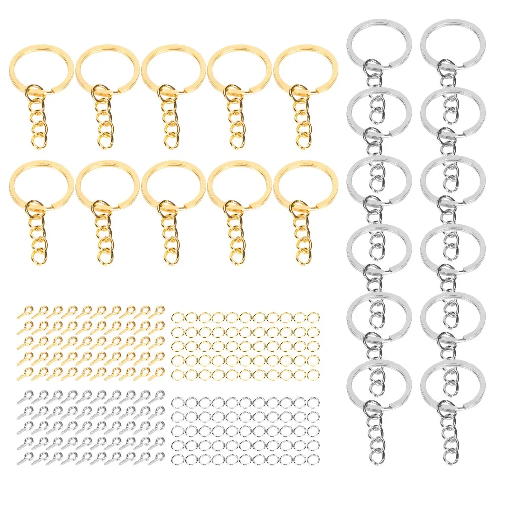 220pcs Jewelry Tools Gold Split Keychain Rings Silver Circle Keychain Rings Kit DIY Keychain Rings DIY Crafts