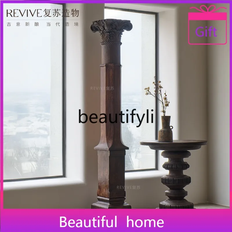 

Винтажная римская декоративная колонна для гостиной, коридора, ретро, имитация дерева, проживание в семье, чайная комната, индийская колонна, старая колонна