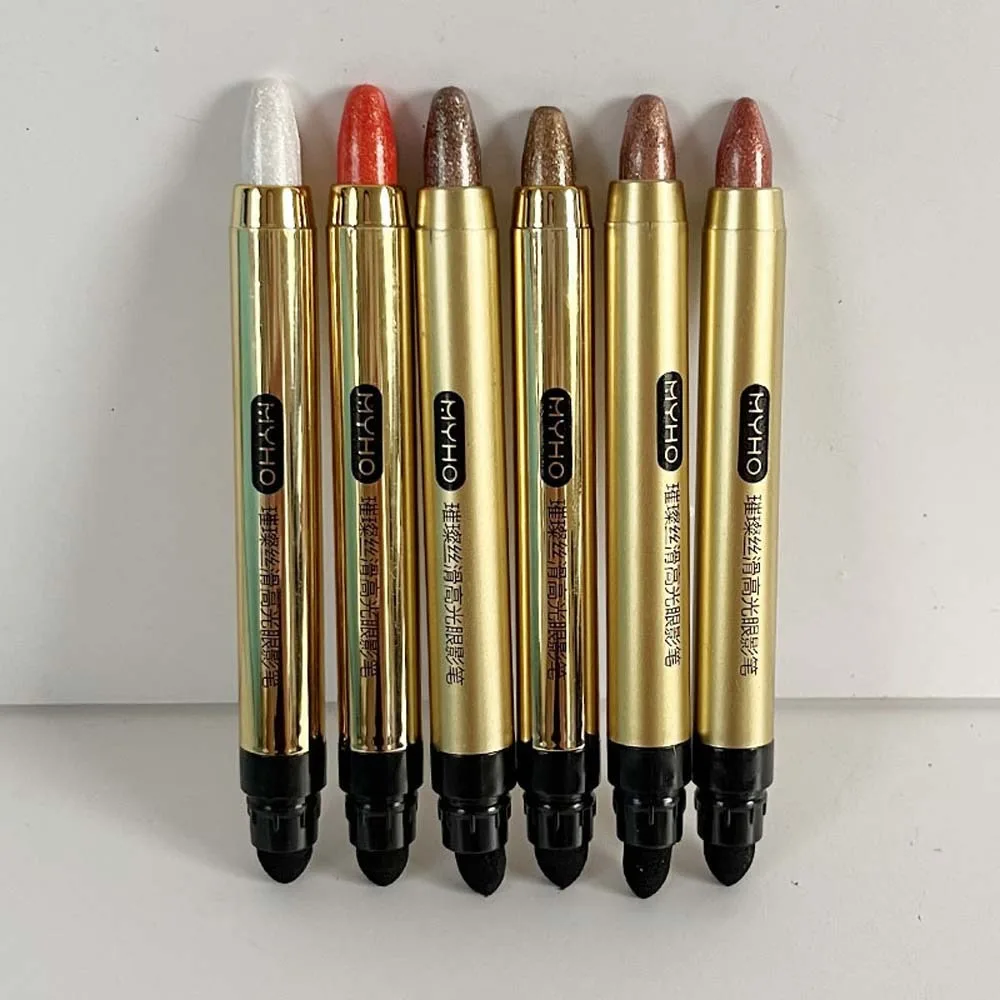 防水グリッターアイシャドウペンダブルヘッド抗油アイシャドウスティックナチュラルロングラスティングアイシャドウハイライトスティックメイクアップ