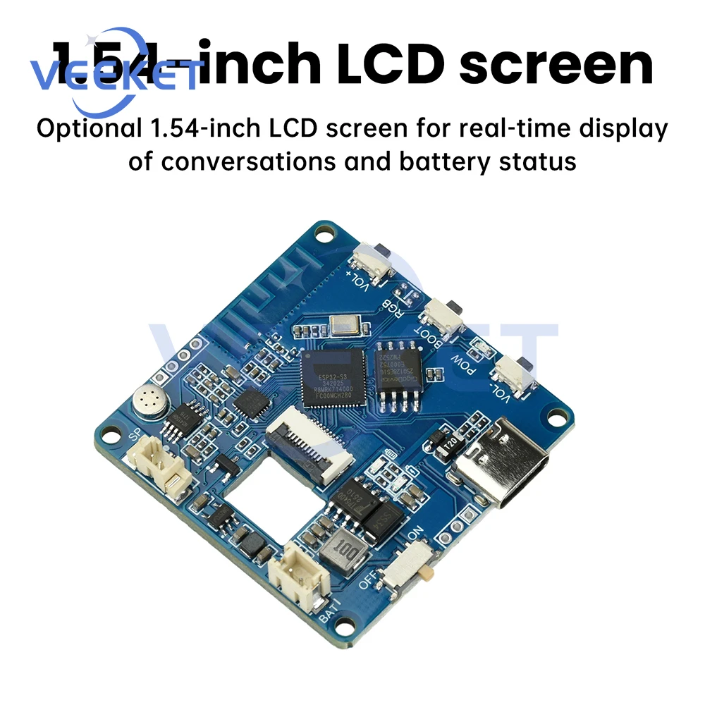 

ESP32-AI WiFi Voice Chat Module Intelligent Voice Assistant with LCD Screen Supports Qwen Models Rechargeable TYPE-C
