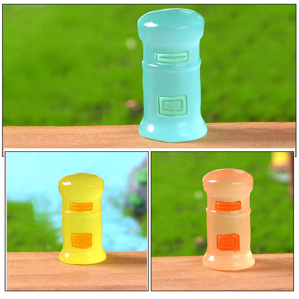 12Pcs Glow-in-The-Dark Miniature Mailbox Decor Resin Landscape Bonsai Garden Desk Shelf Aquarium Fairy Decoration