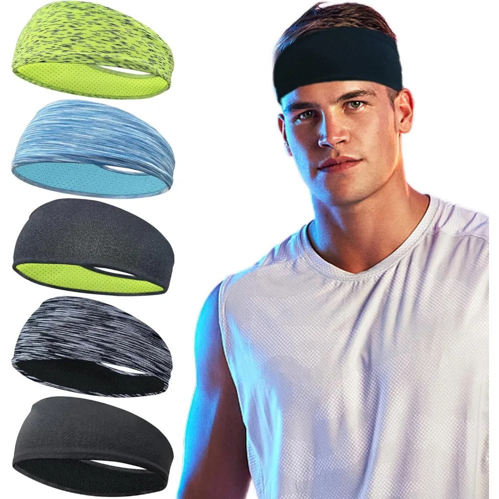 

5 packs of sports headbands for men, reusable and washable men's headbands