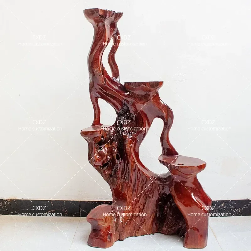 Natural Camphor Wood Root Carving Flower Stand Solid Wood Bonsai Base Living Room Ornament Random Tree Root Art Display Rack