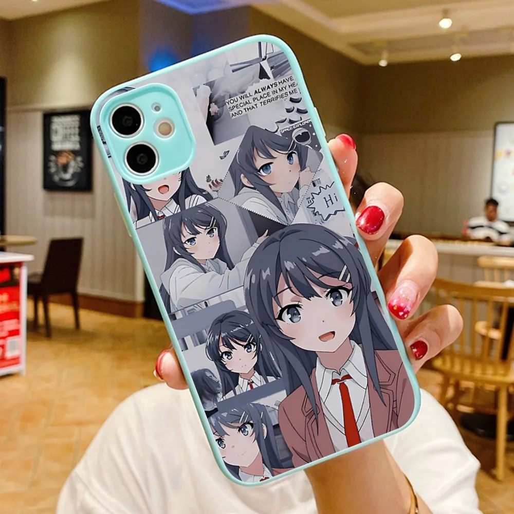 Anime Mai Sakurajima Phone Case for iPhone 14 11 12 13 Mini Pro Max 8 7 Plus X XR XS MAX Translucent Matte Cover