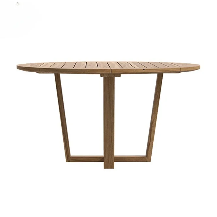 Patio Teak Round Dining Table Set Wooden Modern Luxury Waterproof Garden Furniture 6   Seater Set Dinning Table And Chair view 4
