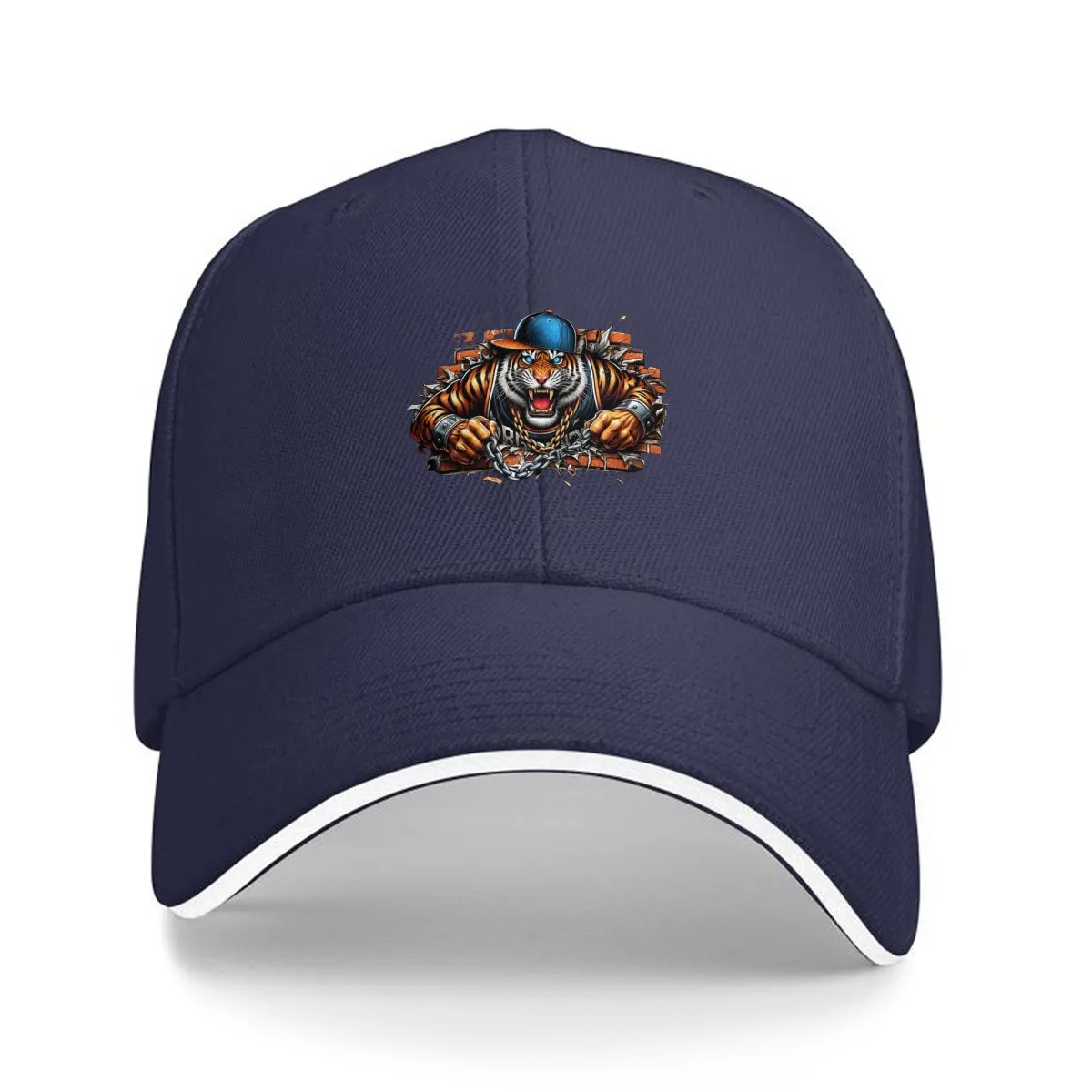 Rapper Tiger Breaking Wall Graphic Baseball Cap Polyester Adjustable Outdoor Sport Headwear
