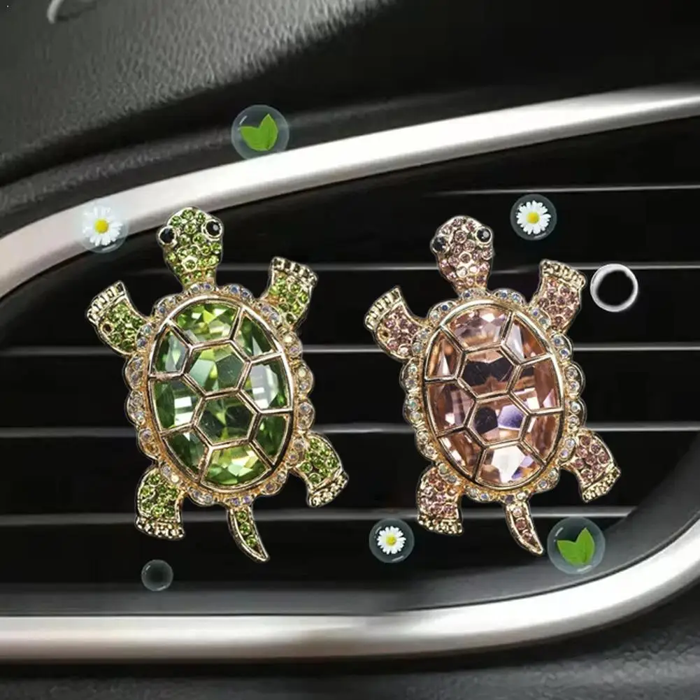 Crystal Turtle Aroma Diffuser Car Air Vent Perfume Clip Ornament Air freshener Aromatherapy Cute Car Interior Decor Accessory