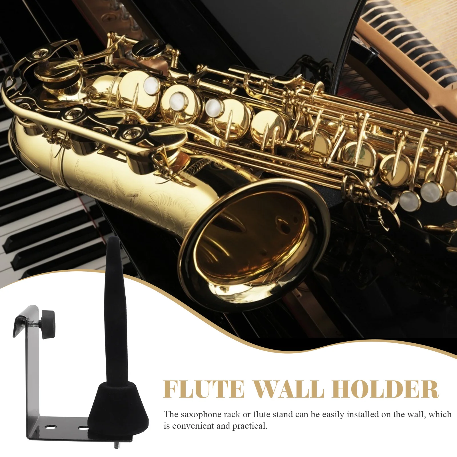 Rak Penyimpanan Saksofon dan Flute yang Dapat Dipasang di Dinding, Penyangga Saksofon yang Tahan Lama, Rak Penyimpanan untuk Ruang Musik, Braket Pajangan Instrumen, Perlengkapan Instrumen