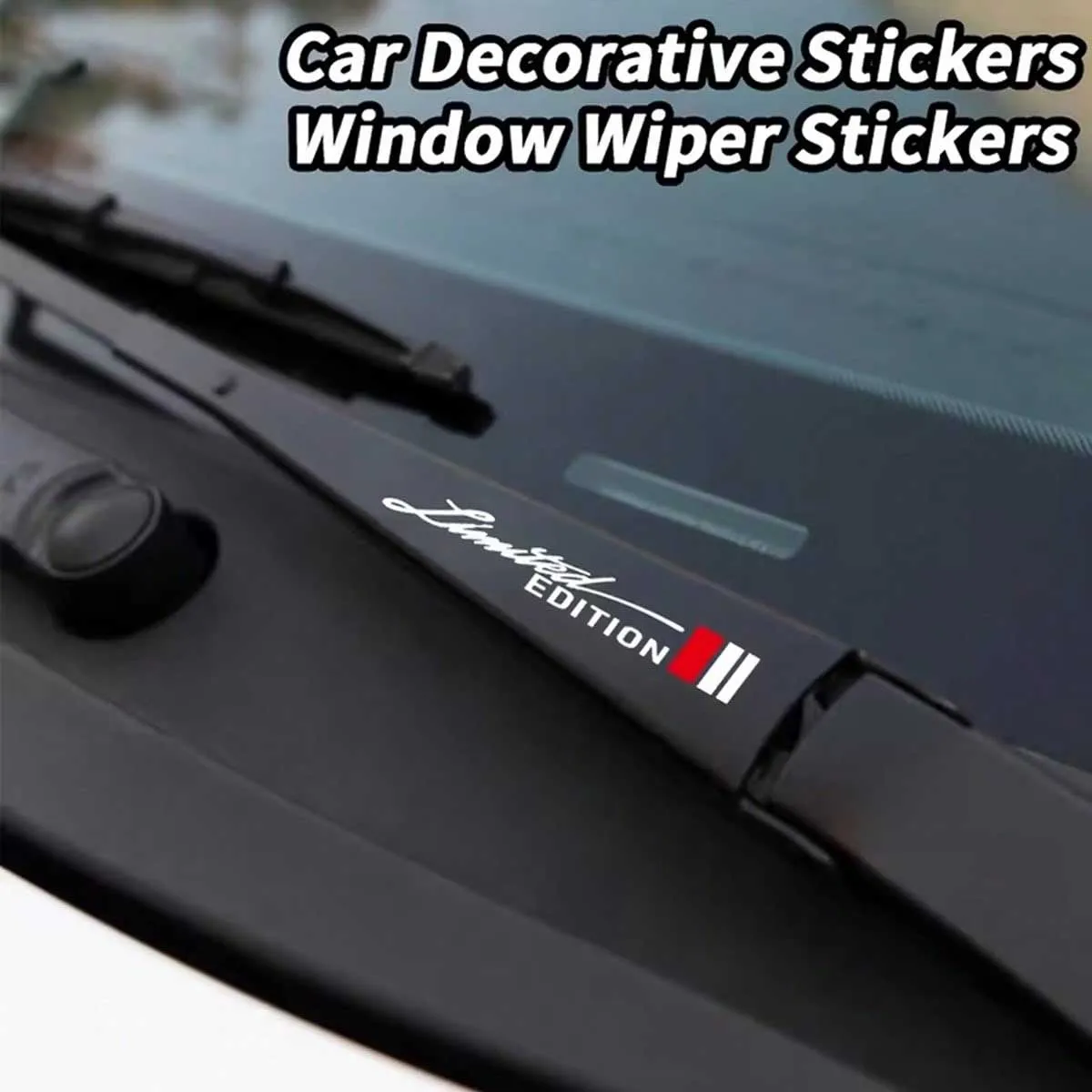 Adesivo decorativo para limpador de para-brisa de carro, adesivo resistente a arranhões, adequado para carro, motocicleta, decoração de janelas e portas, 2 peças