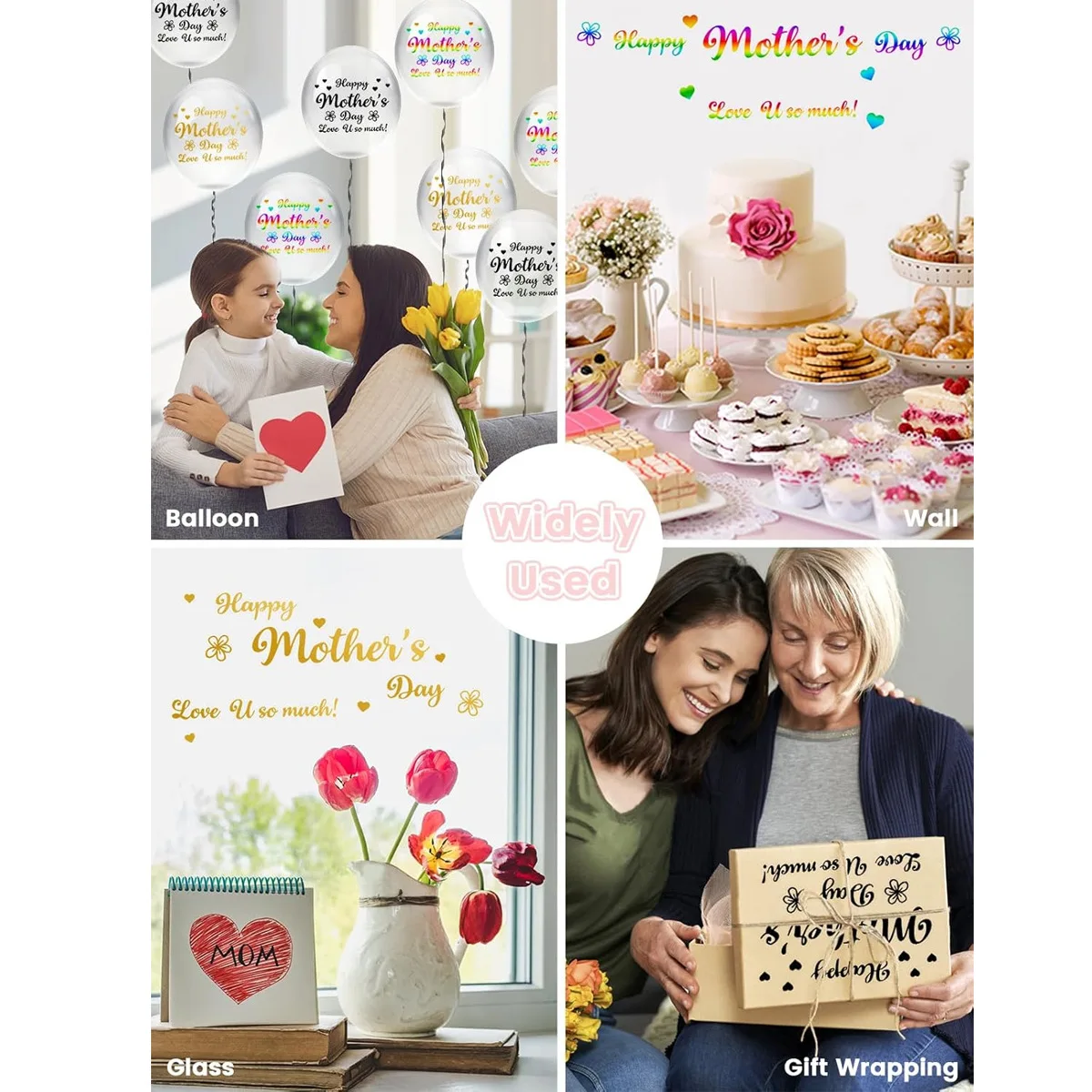 Clear Mother‘s Day Bubble Balloon Stickers Window Decals DIY Balloon Stickers Happy Party Decoration Wall Art