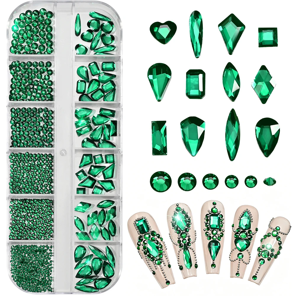 12 Gitter 3D Funkelnde Smaragd – Nail Art Emerald Green Bewertung und Preis
