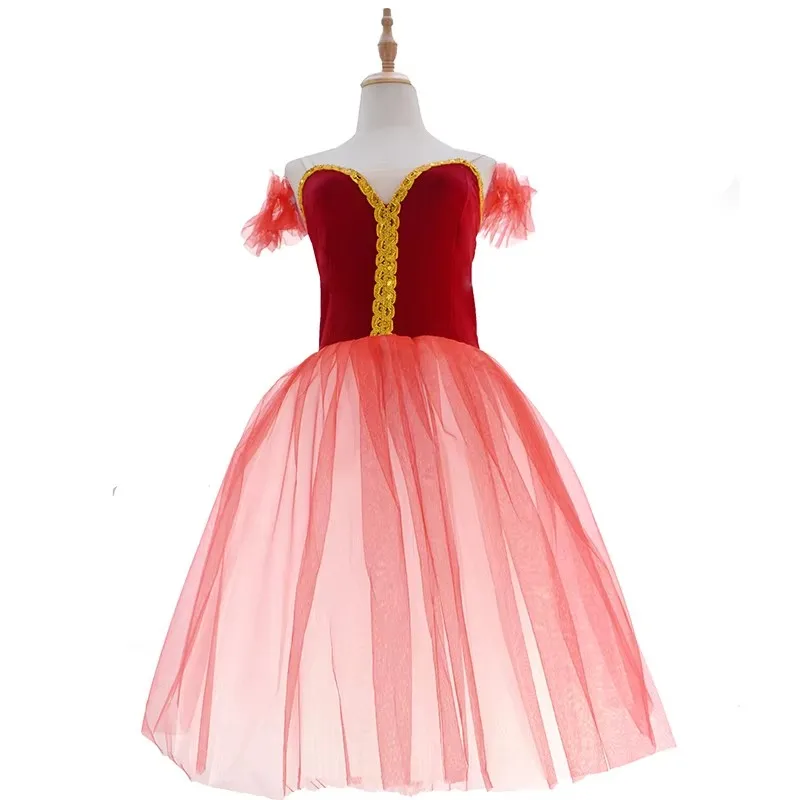 Nova saia tutu de balé feminina vestido longo vestidos para meninas roupas de desempenho saias de dança do ventre de cisne