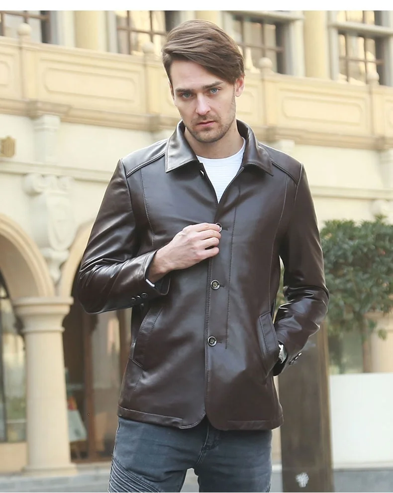 

genuine Free Shipping,2023 quality leather jacket.mens spring soft sheepskin outwear.father gift.sales casual leather coat.