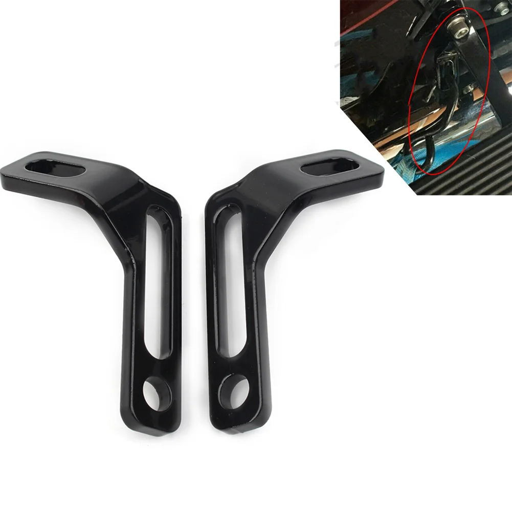 2X Black Motorcycle Rear Footrest Tie-Down Brackets For Harley Electra Street Glide Road King FLHX FLHTC FLHR FLTR 1993-2021