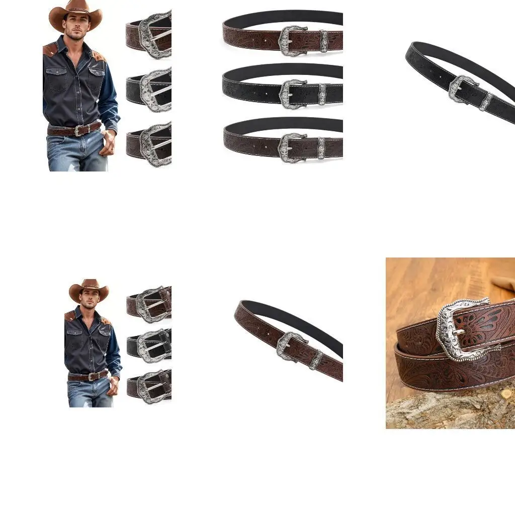 

652F Practical Adjustable Western Styles Belt Lightweight PU Waist Belt Unisex Design