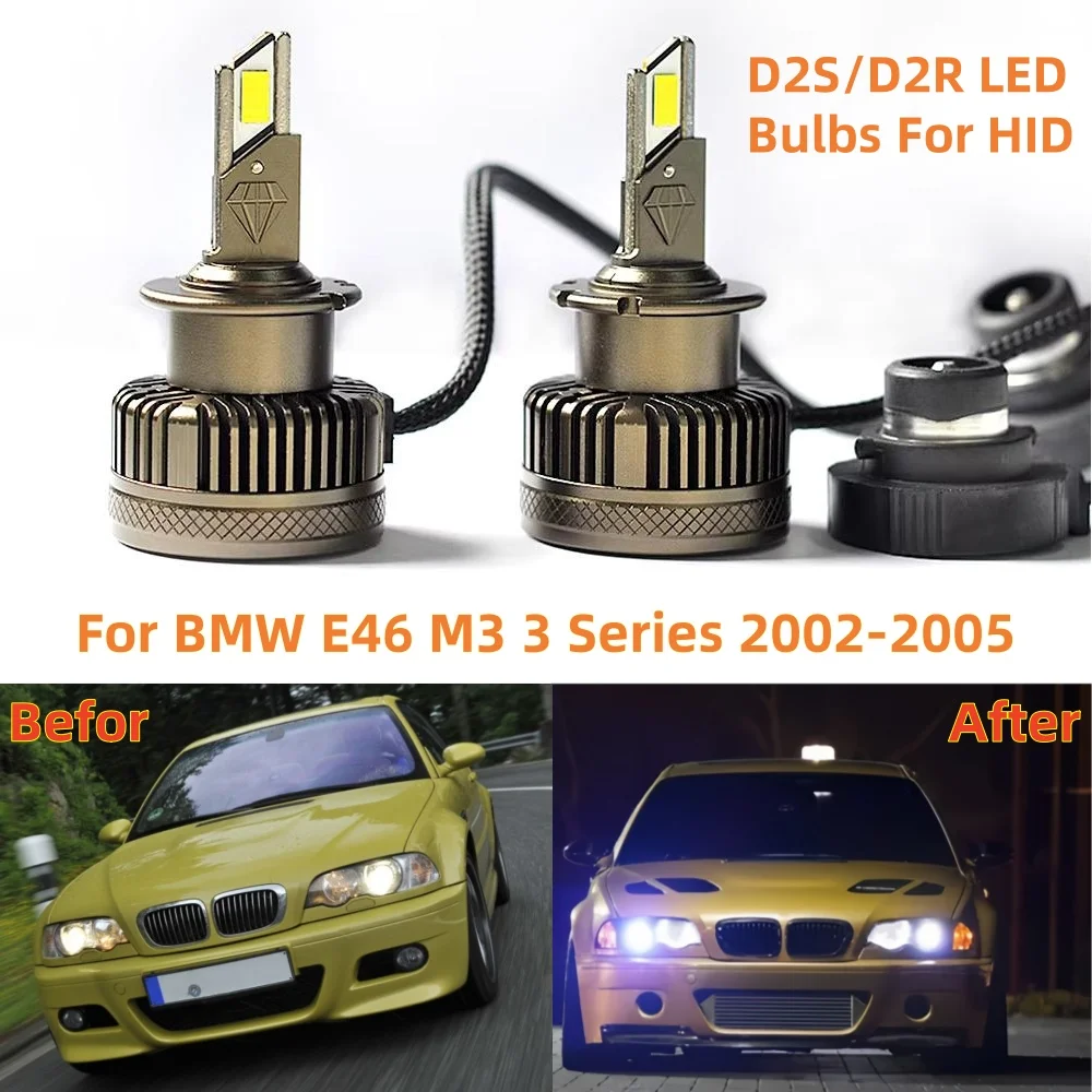 

D2S D2R Автомобильные светодиодные лампы для фар 6000K 55W для BMW E46 M3 3Series 2002-2005 Замените HID ксеноновые конверсионные фары Авто светодиодные фонари