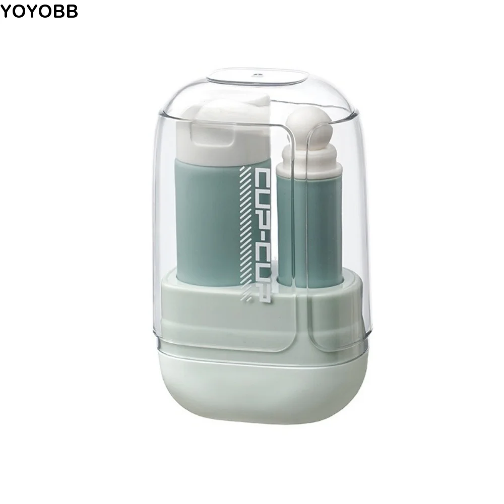 Juego de Cepillo de Dientes de Viaje 3 en 1 Portátil, Plegable, Ahorra Espacio, con Vaso para Enjuague Bucal, Organizador de Plástico para Cepillo y Pasta de Dientes para Uso Diario