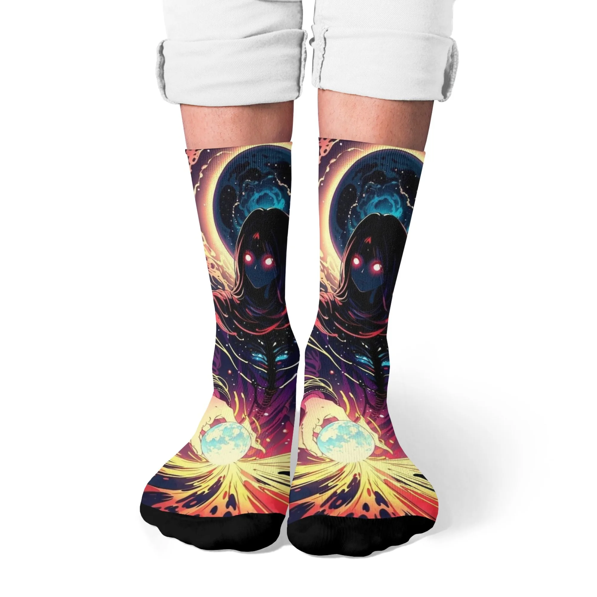 Dark Fantasy Style Cosmic Magic Theme Socks Mysterious Color Unisex Fashion Earth Volcanic Eruption Energy Party Ideal Gift