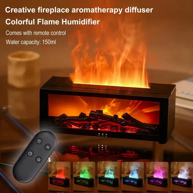Sound wave technology cold fog flame oil diffuser -5.07 oz aromatherapy humidifier with timer and automatic closing function, su