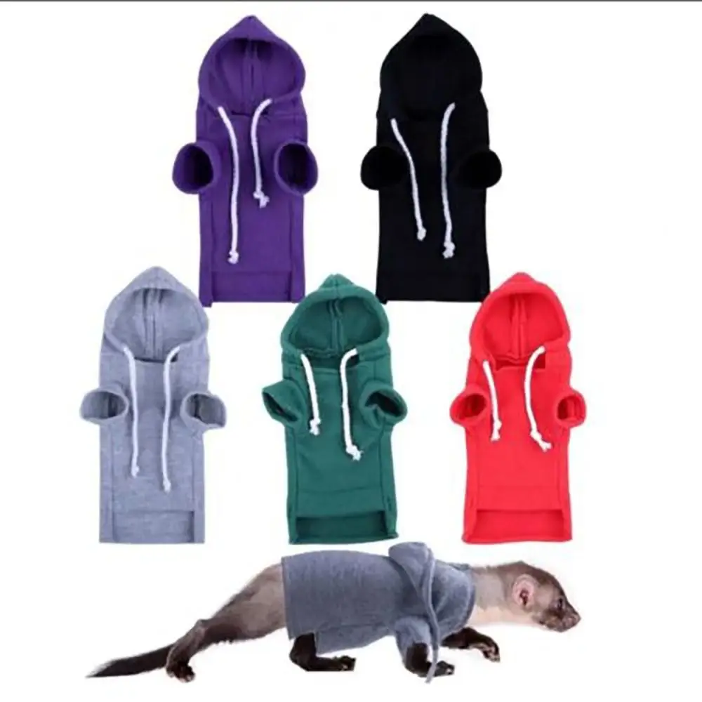 Ferret Hoodie Pet Pullover Fleece Clothes Jumper Vest Coat Jacket Apparel Warmer Tops Pet Supplies For Hamster/Lizard/Squirrel