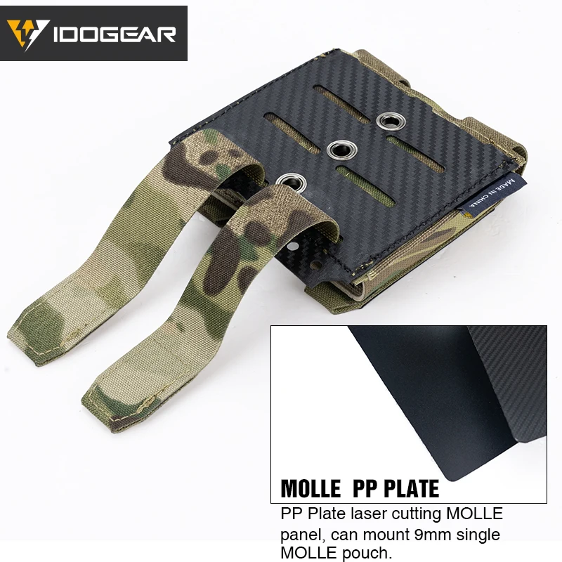 IDOGEAR-Bolsa Dupla Mag, Tactical Carrier, Fibra De Carbono, MOLLE, Camo, 9mm, 3590