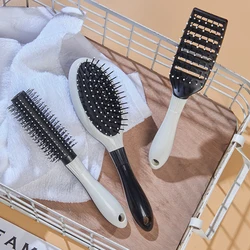 Cute Japanese Korean Massage Anti-screw Plastic Hair Brush White Curly Hair Hollow Activity Gym Untangling Hairdressing Comb