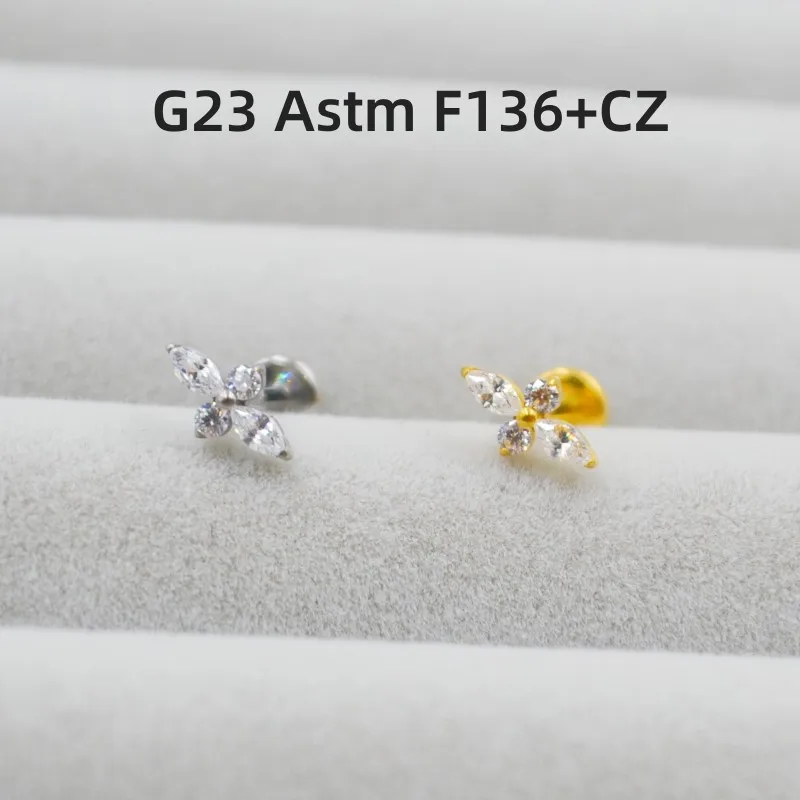 

10pcs G23 Titanium Oval CZ Gems Lip Labret Ring Bar Ear Cartilage Helix Rook Tragus Studs 16G Body Piercing Jewelry New