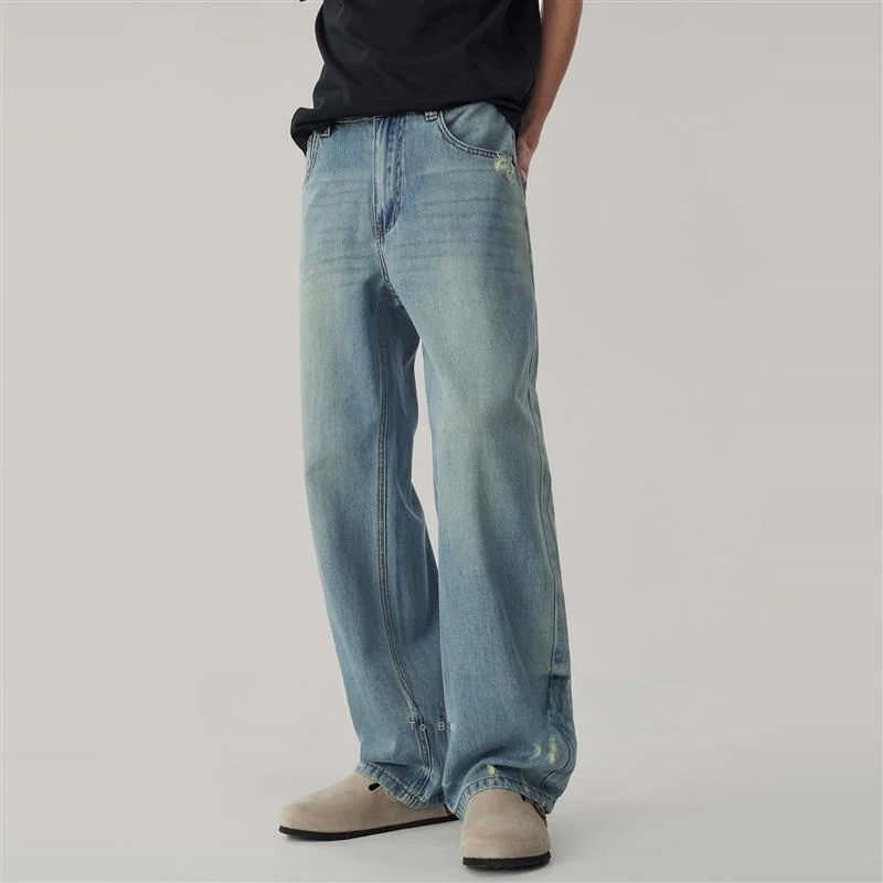 

Wpooll Men's Lenzing Denim Jeans Summer Thin Loose Straight Wide Leg Long Pants Breathable Comfortable Straight Cut Casual Tr...