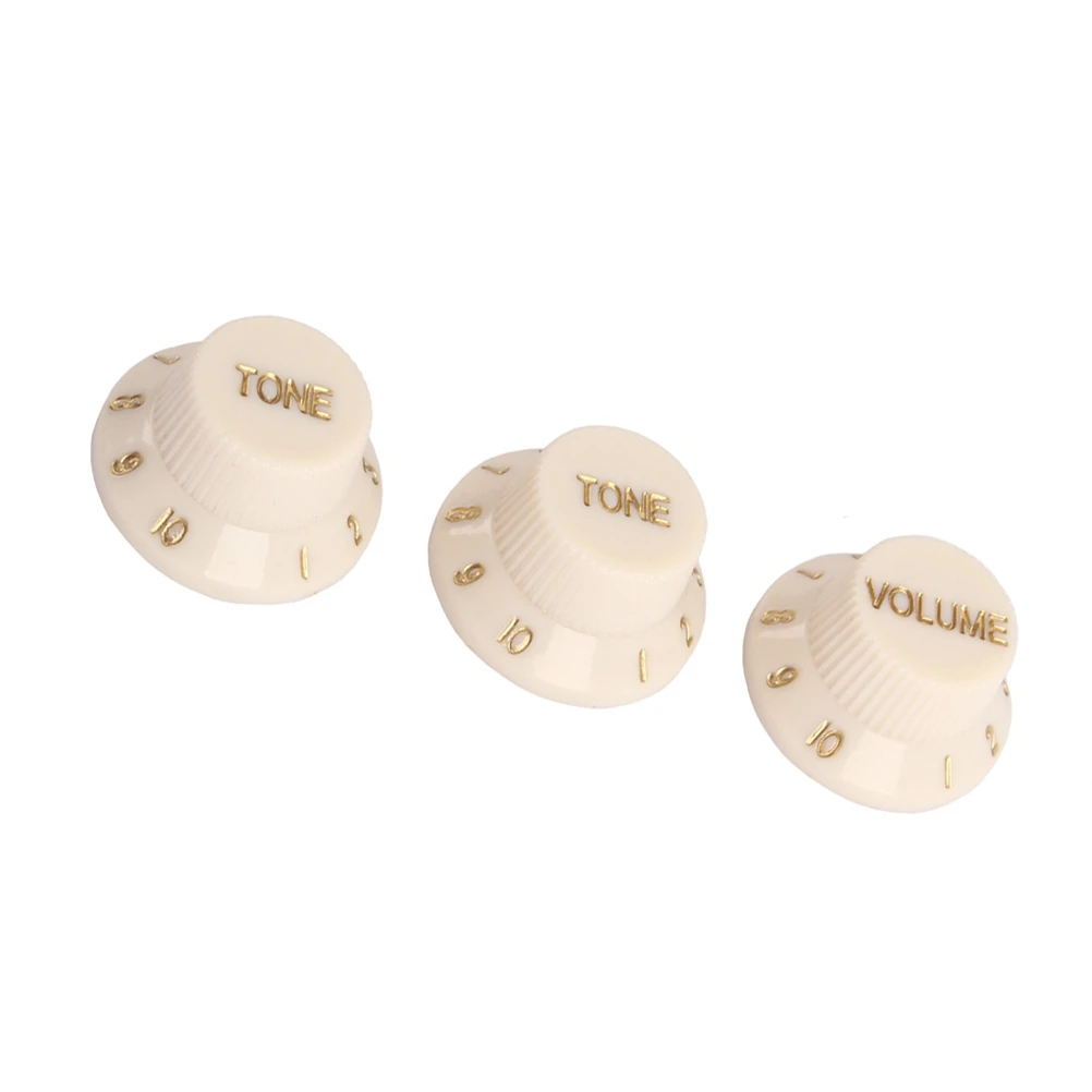 

3 PCS/ Set Plastic Hat Guitar Volume Tone Control Knobs Rotary Knobs for ST Electric Guitar Parts Replacement (Creamy)