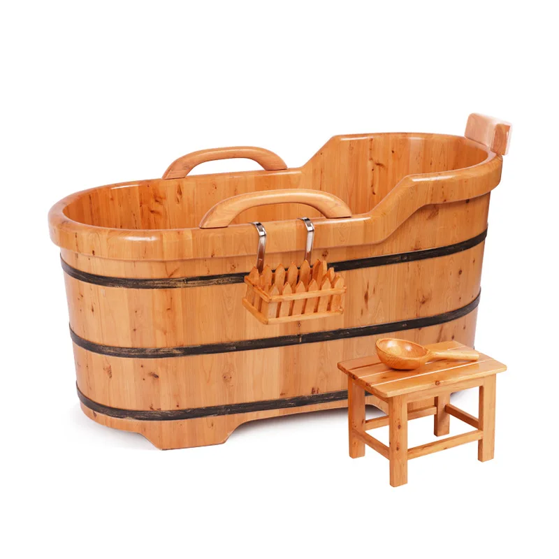 Cedar wood adult bath bucket Thickened solid wood household commercial bath bucket