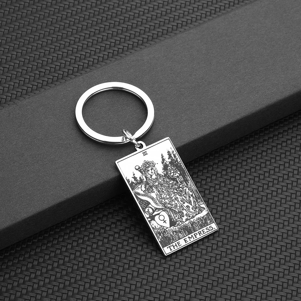 Stainless Steel Empress Tarot Cards Keychain Send Women's Men's Keyring Jewelry Gifts Birthday Gifts