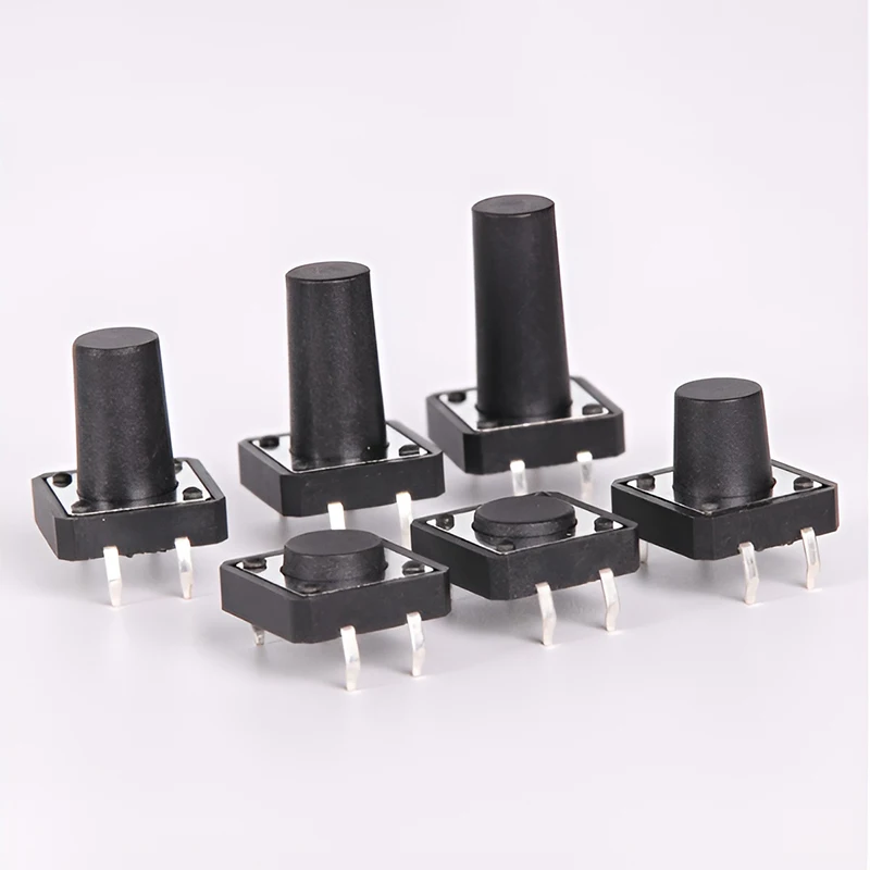 10 Stück Steck-Taktschalter 12*12 Griffhöhe 8,0mm 4-Pin 50mA DC 12V 12x12 Selbstrückstellender Elektronischer Drucktastenschalter – Detail 3