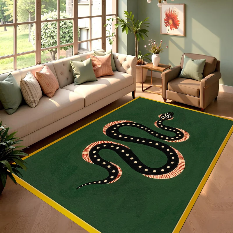 Art Deco Snake Print Non-Slip Area Rug Washable Absorbent Living Room Rug for Home Bedroom Kitchen Bathroom Decor