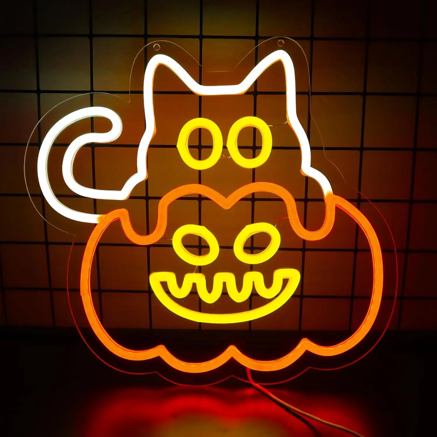 

Неоновая вывеска Happy Halloween с регулируемой яркостью USB, светодиодная неоновая вывеска, настенное художественное украшение для Gameroom, спальни, гостиной, бара, вечерние подарки