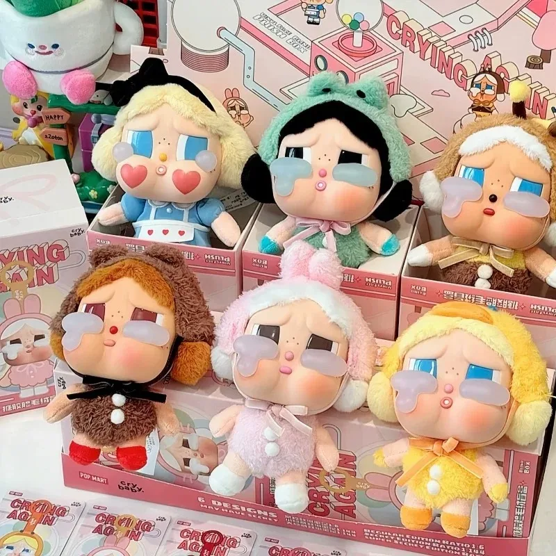 

100% Popmart CRYBABY Tear Factory Meets Yourself Series, плюшевая соломенная чашка, милая стеклянная чашка, коллекционная игрушка для рождественских подарков