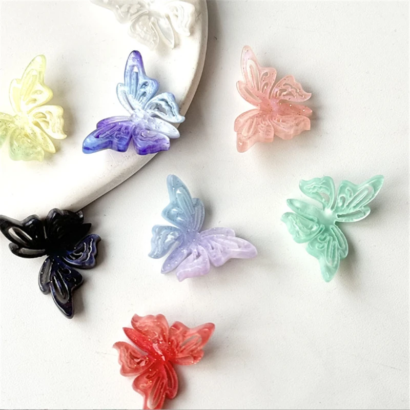 New Retro Resin Animal Hollow Butterfly Charm Acetic Acid Connectors for DIY Earring Jewelry Findings Accessories 100 Pieces/Lot