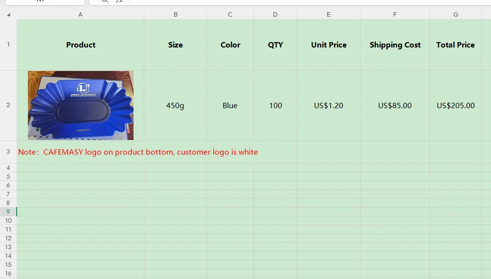 

CAFEMASY Customized 100pcs blue coffee bean tray with logo