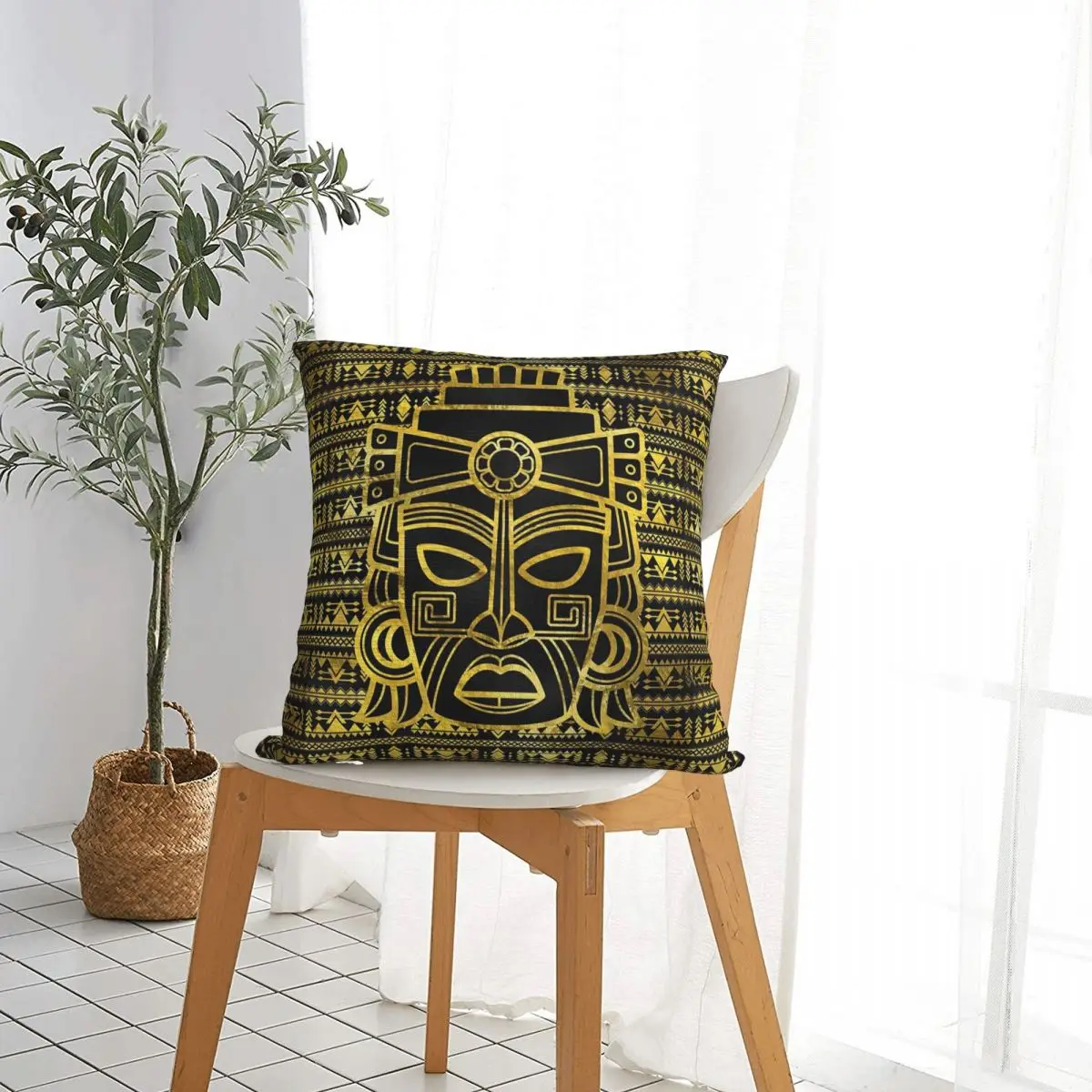 Gold Aztec Inca Mayan Mask pillowcase printed cushion cover sofa waist pillow pillow cover