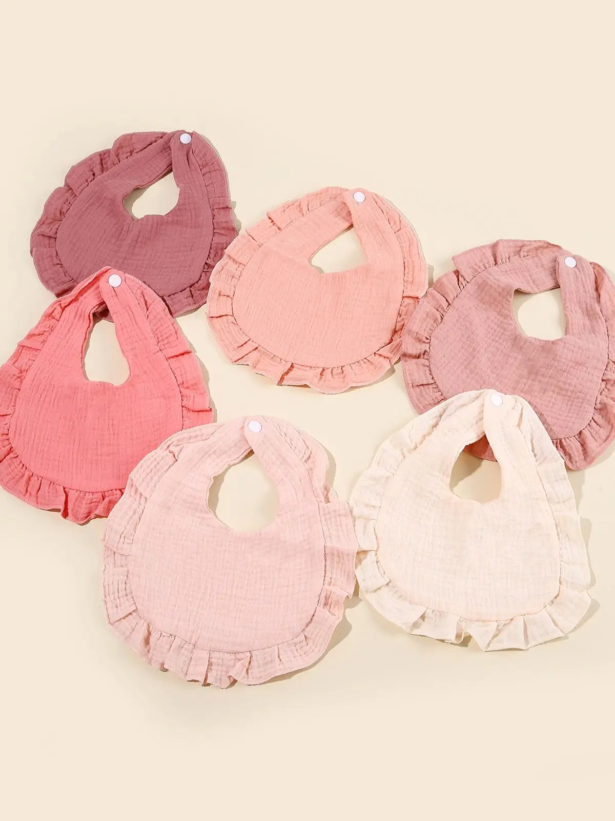 Hot Sale Children Bib Set Cotton Muslin Toddler Baby Comfort Saliva  Color Dorp Shape Towel Solid With Button Kid Bibs