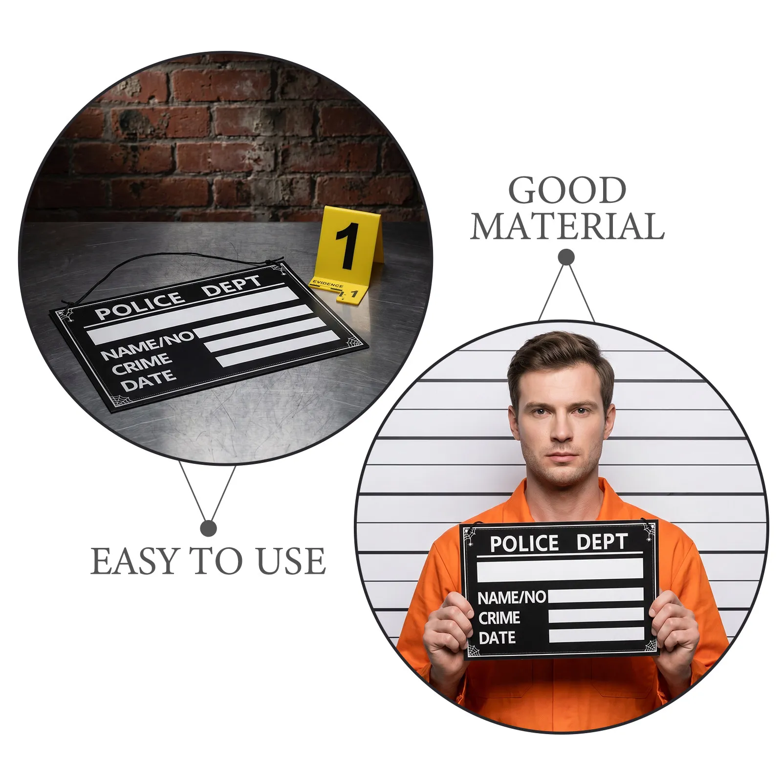 1Set Prisoner Costume Mugshot Nameplate Halloween Prop Rewritable Board Photo Booth Jail Theme Party Supplies Prisoner Name Tag